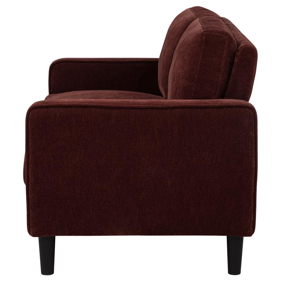Ruth Fabric Upholstered Track Arm Loveseat Rust Red view 5