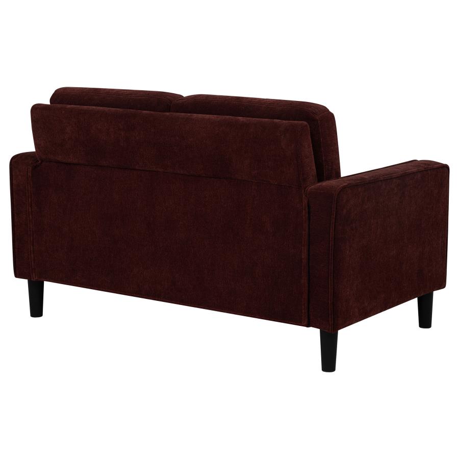 Ruth Fabric Upholstered Track Arm Loveseat Rust Red view 7