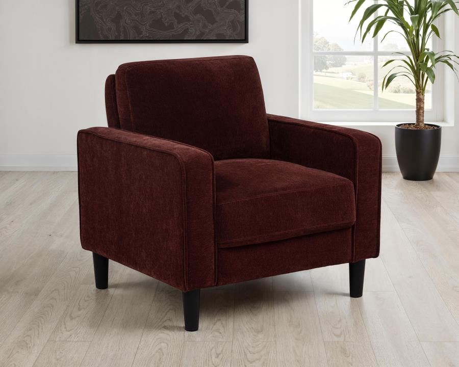 Ruth Fabric Upholstered Track Arm Accent Chair Rust Red view 2
