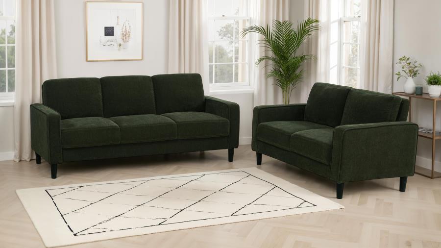 Ruth 2-piece Fabric Upholstered Track Arm Sofa Matcha Green view 2