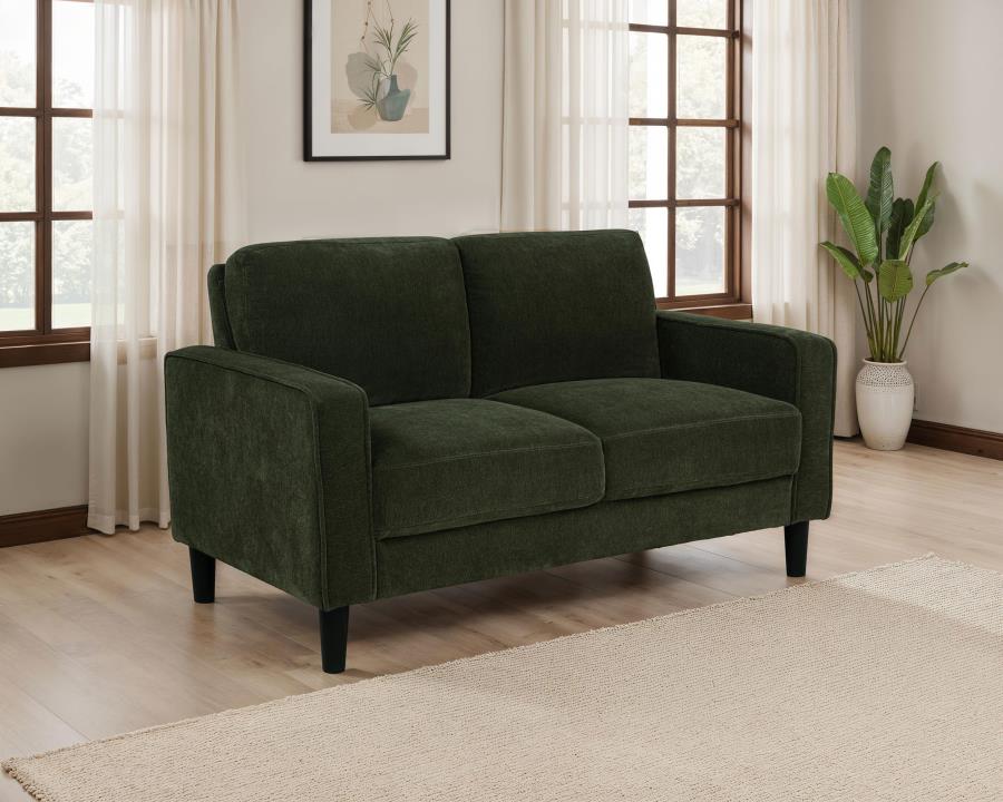 Ruth Fabric Upholstered Track Arm Loveseat Matcha Green view 2