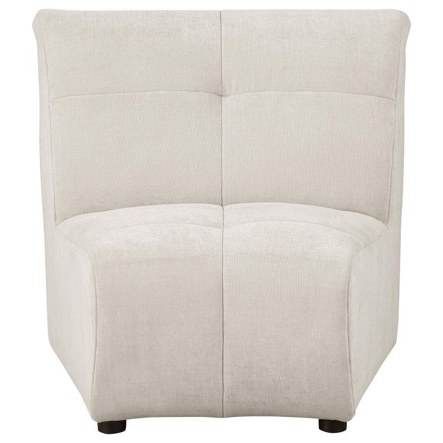 Charlotte Upholstered Curved Armless Chair Ivory view 3