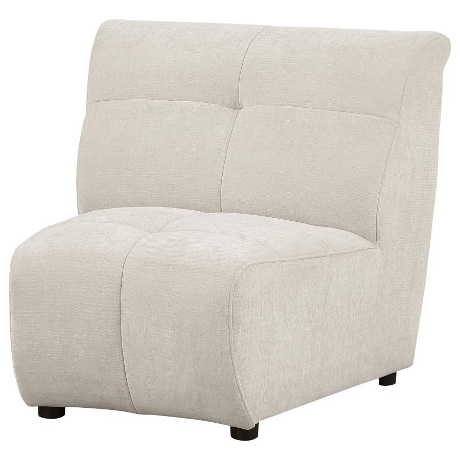 Charlotte Upholstered Curved Armless Chair Ivory view 4