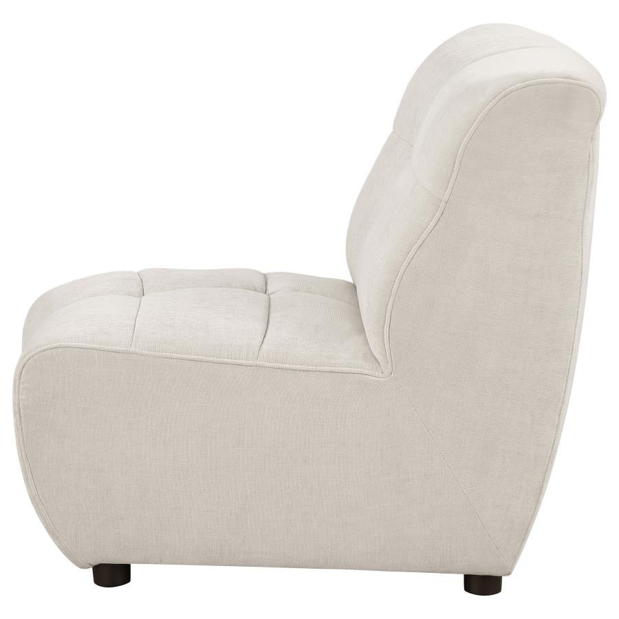 Charlotte Upholstered Curved Armless Chair Ivory view 5