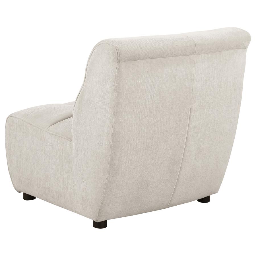 Charlotte Upholstered Curved Armless Chair Ivory view 6