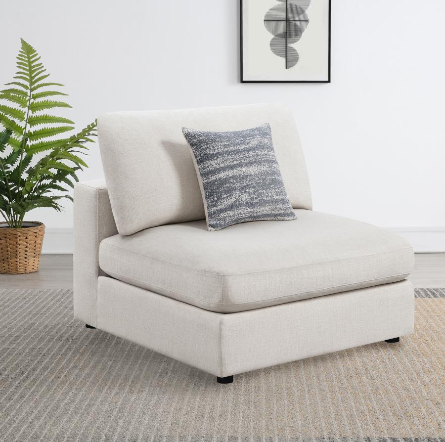Serene Upholstered Armless Chair Beige view 2