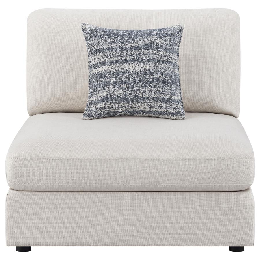Serene Upholstered Armless Chair Beige view 3