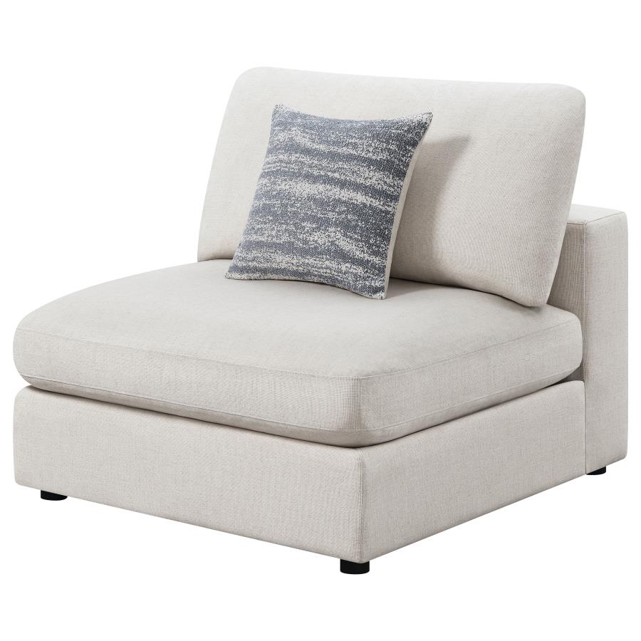 Serene Upholstered Armless Chair Beige view 4