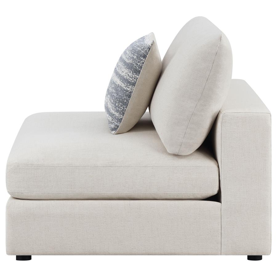 Serene Upholstered Armless Chair Beige view 5
