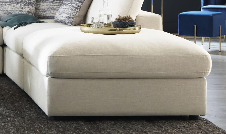 Serene Square Upholstered Ottoman Beige view 2