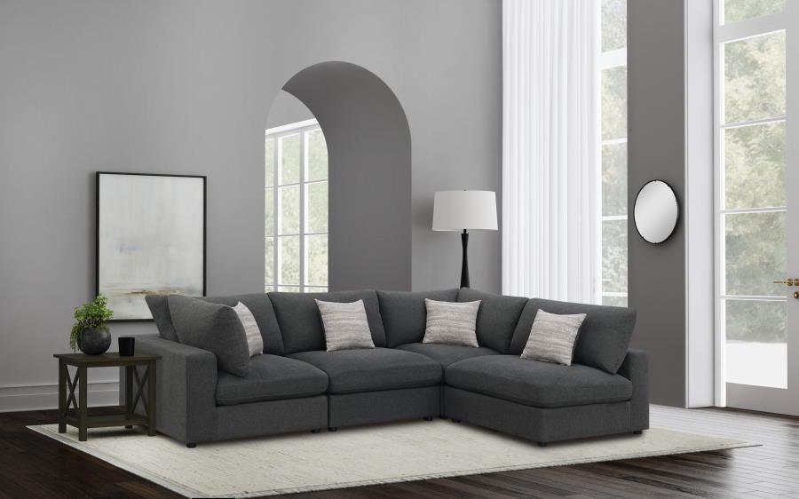Serene 4-piece Upholstered Modular Sectional Sofa Charcoal view 2