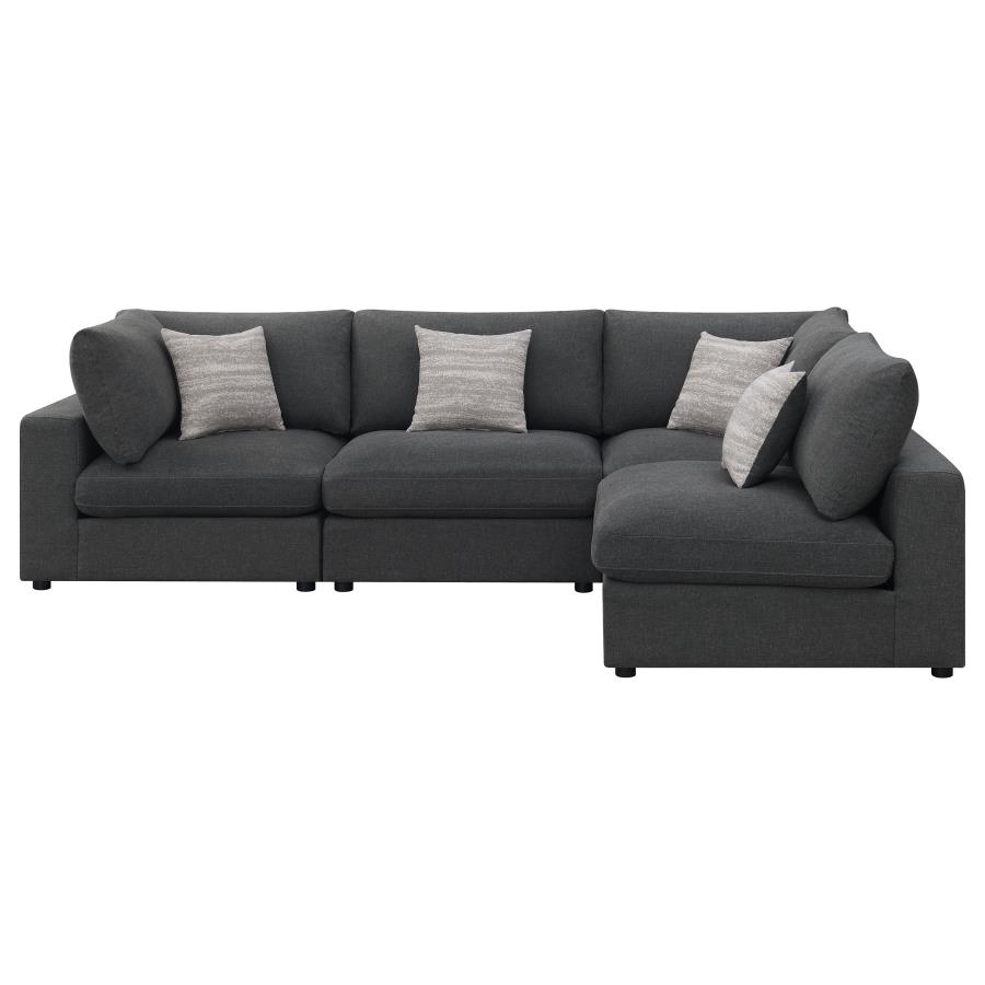 Serene 4-piece Upholstered Modular Sectional Sofa Charcoal view 3