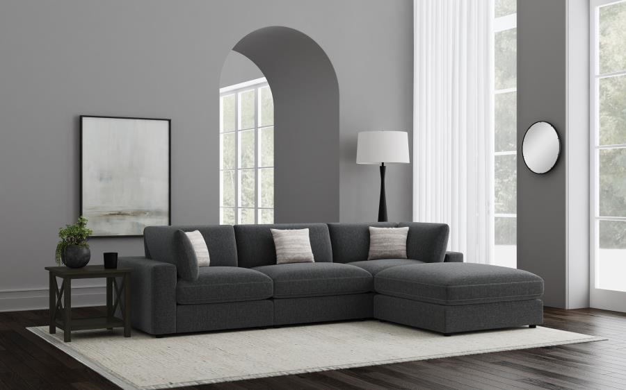 Serene 4-piece Upholstered Modular Sectional Sofa Charcoal view 2