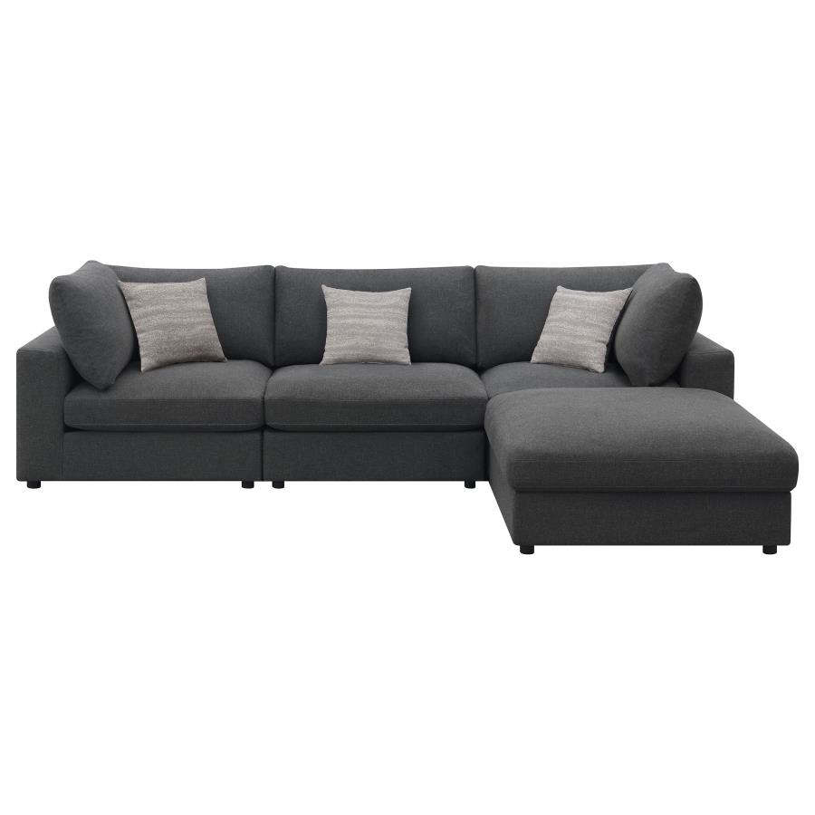 Serene 4-piece Upholstered Modular Sectional Sofa Charcoal view 3