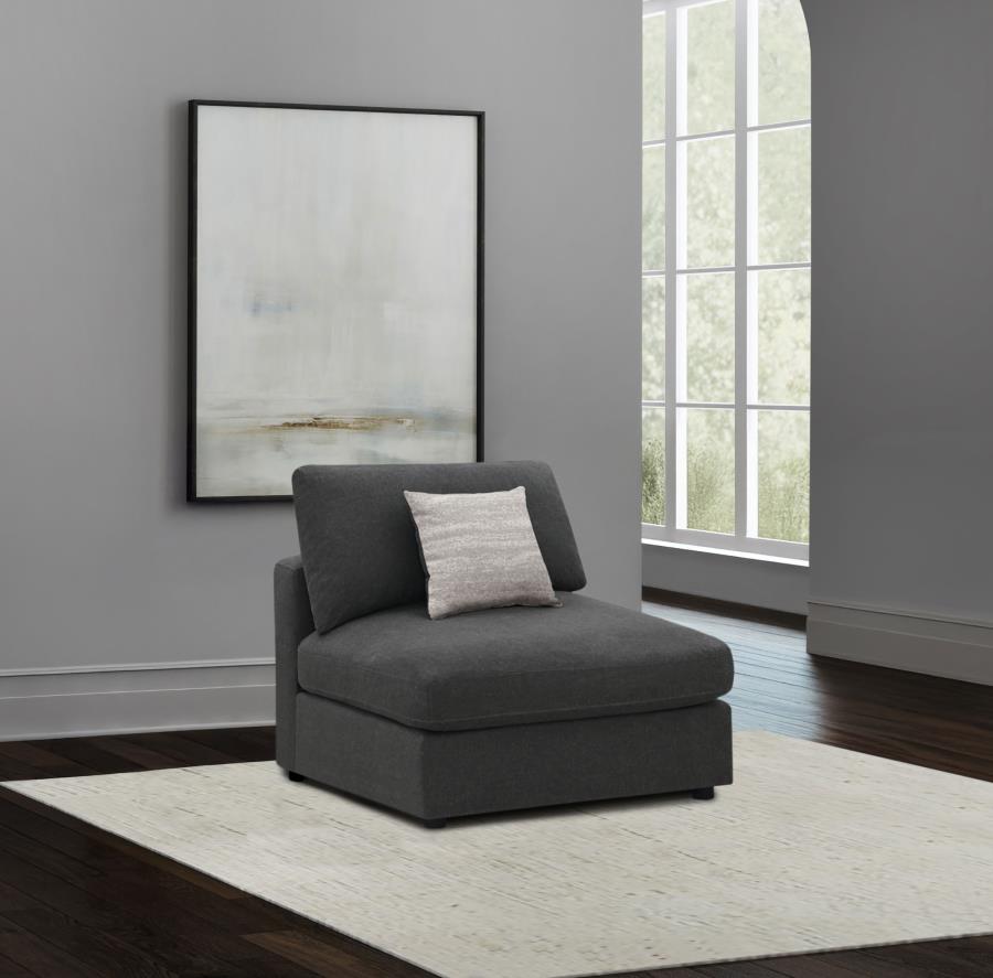 Serene Upholstered Armless Chair Charcoal view 2