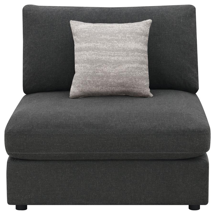 Serene Upholstered Armless Chair Charcoal view 3