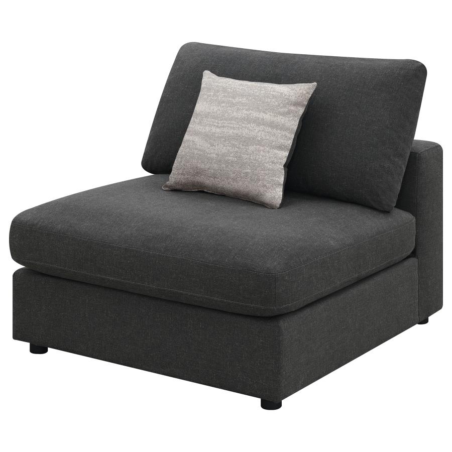 Serene Upholstered Armless Chair Charcoal view 4