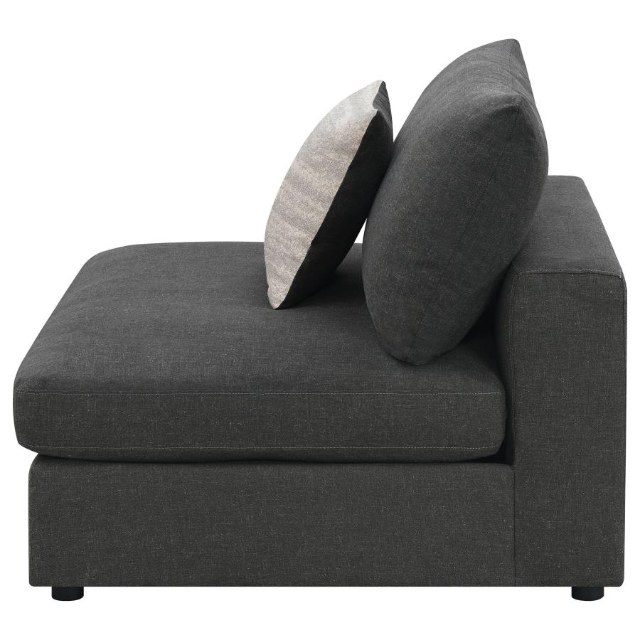 Serene Upholstered Armless Chair Charcoal view 5