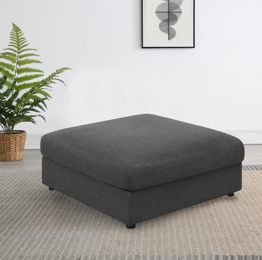 Serene Square Upholstered Ottoman Charcoal view 2