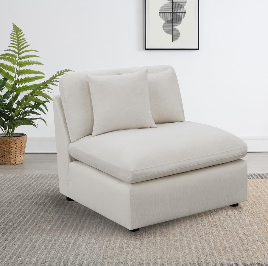 Hobson Upholstered Armless Chair Ivory view 2