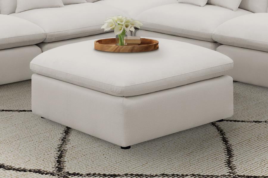 Hobson Square Upholstered Ottoman Ivory view 2