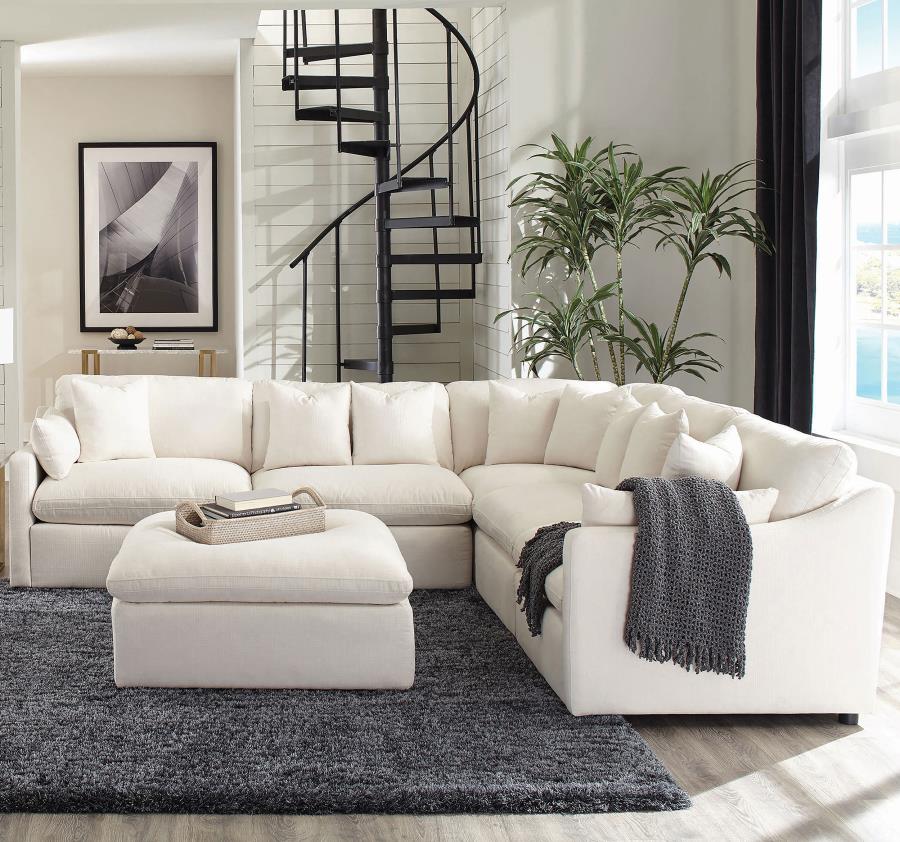 Hobson Square Upholstered Ottoman Ivory view 6