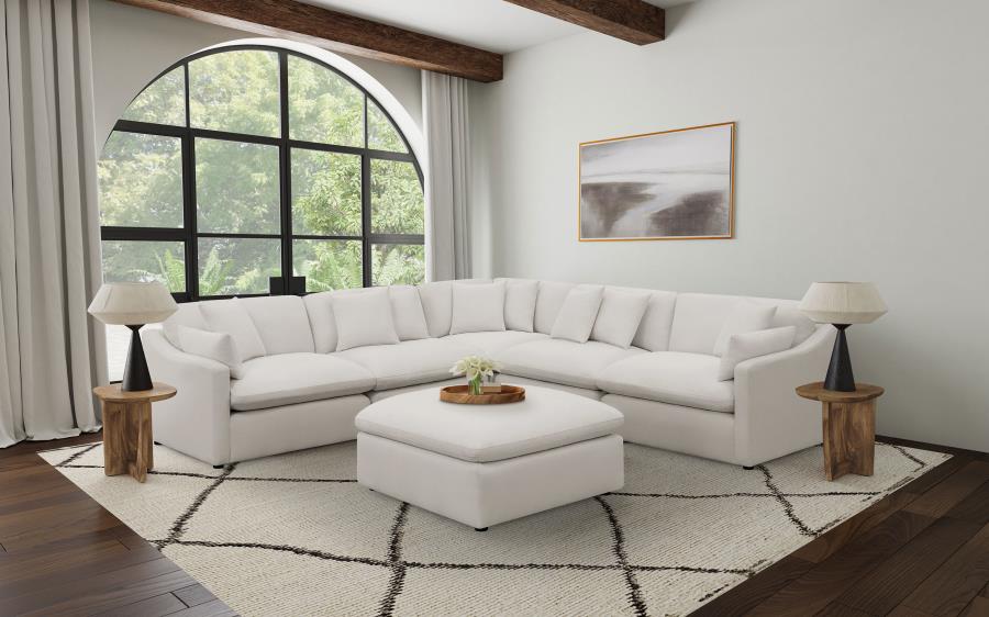 Hobson Square Upholstered Ottoman Ivory view 7