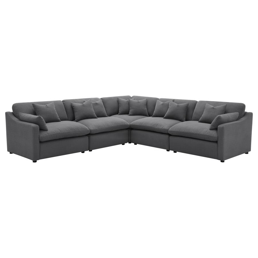 Hobson 5-piece Upholstered Modular Sectional Sofa Charcoal view 2