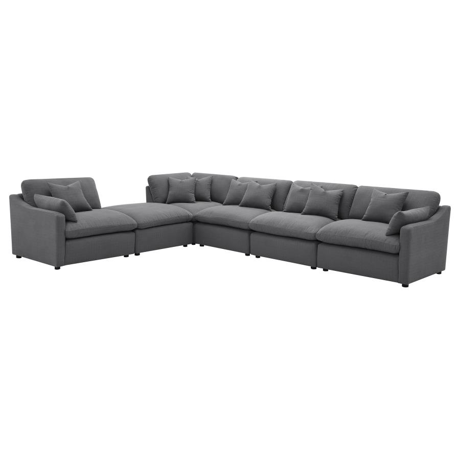 Hobson 6-piece Upholstered Modular Sectional Sofa Charcoal view 3