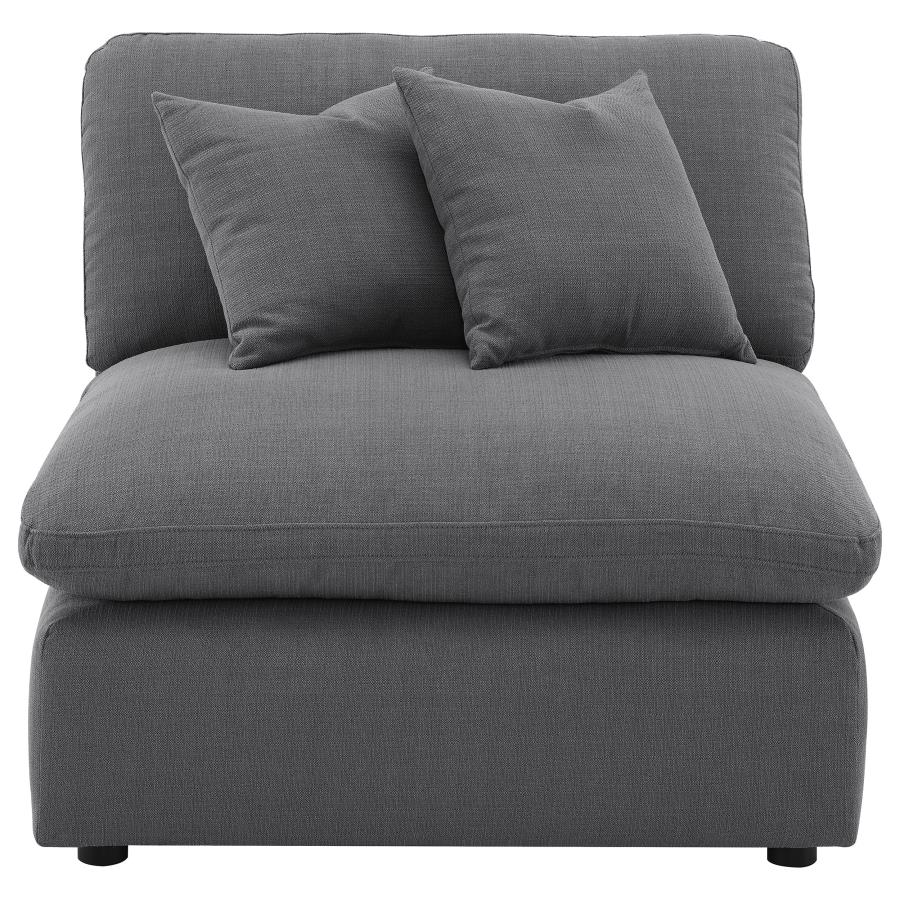 Hobson Upholstered Armless Chair Charcoal view 3