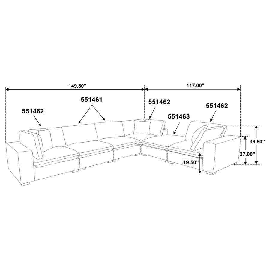 Lakeview 6-piece Upholstered Modular Sectional Sofa Ivory view 7