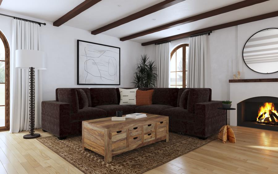 Lakeview 6-piece Upholstered Modular Sectional Chocolate view 2