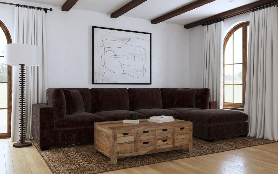 Lakeview 5-piece Upholstered Modular Sectional Chocolate