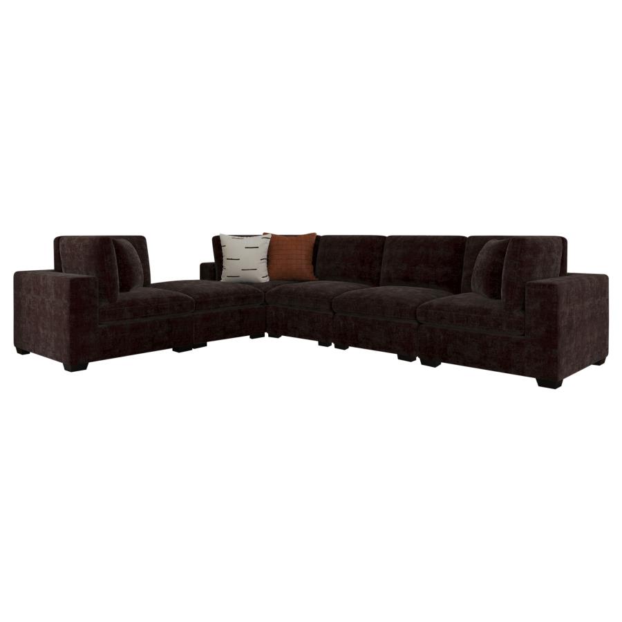 Lakeview 6-piece Upholstered Modular Sectional Chocolate view 4