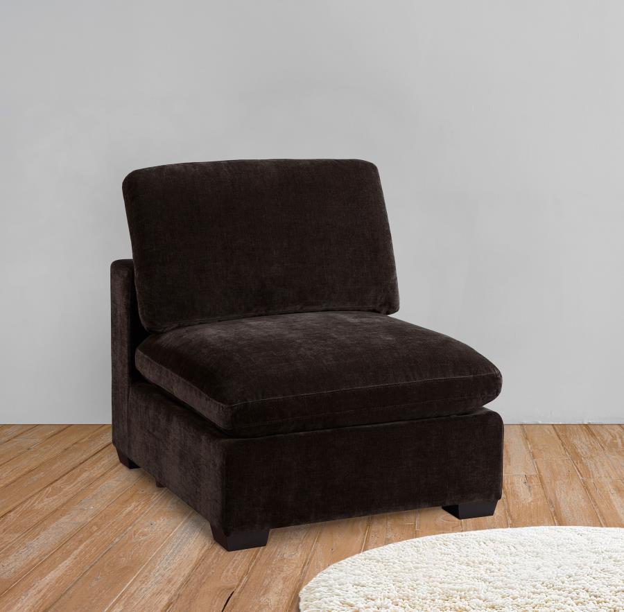 Lakeview Upholstered Armless Chair Dark Chocolate view 2
