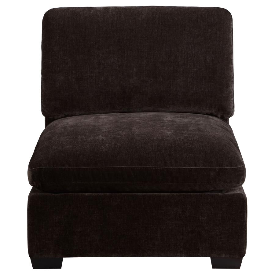 Lakeview Upholstered Armless Chair Dark Chocolate view 3