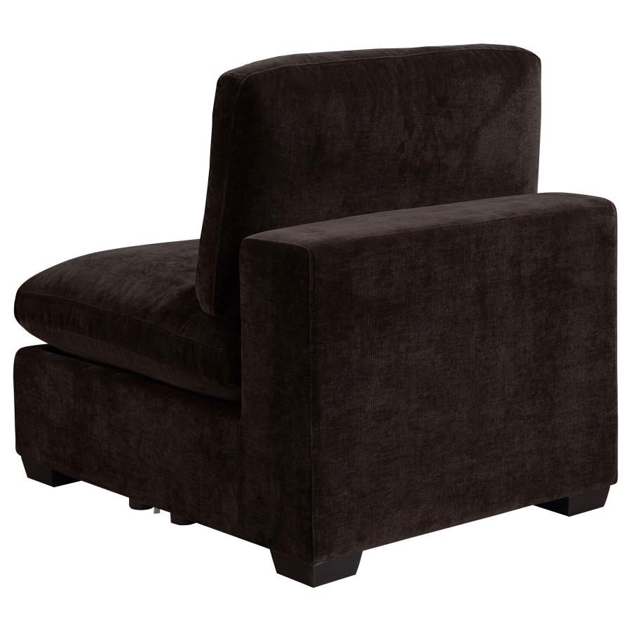 Lakeview Upholstered Armless Chair Dark Chocolate view 4
