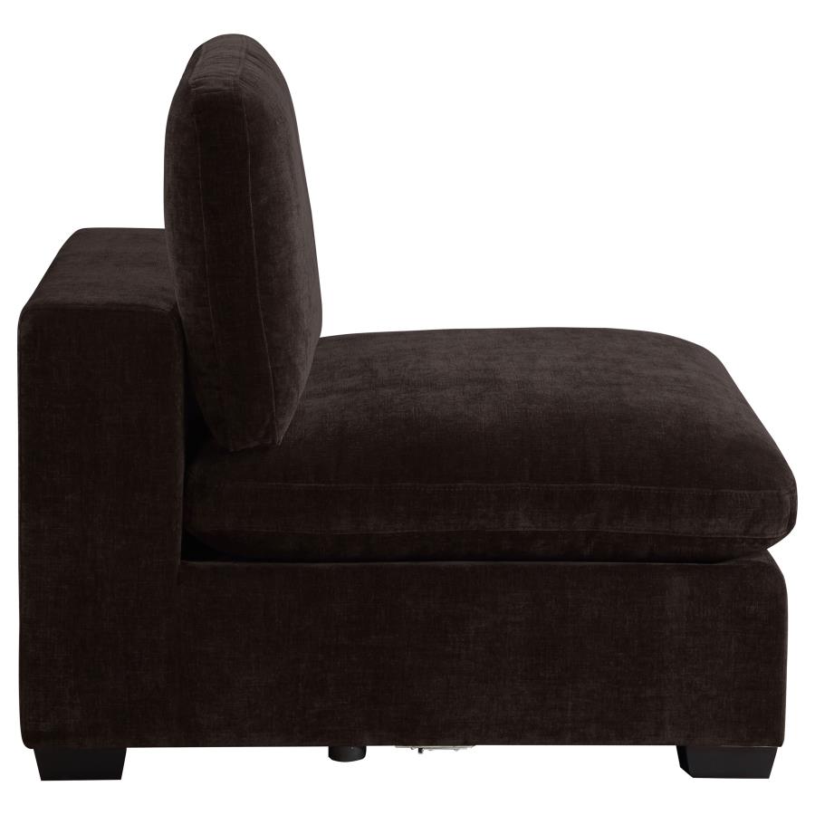 Lakeview Upholstered Armless Chair Dark Chocolate view 5