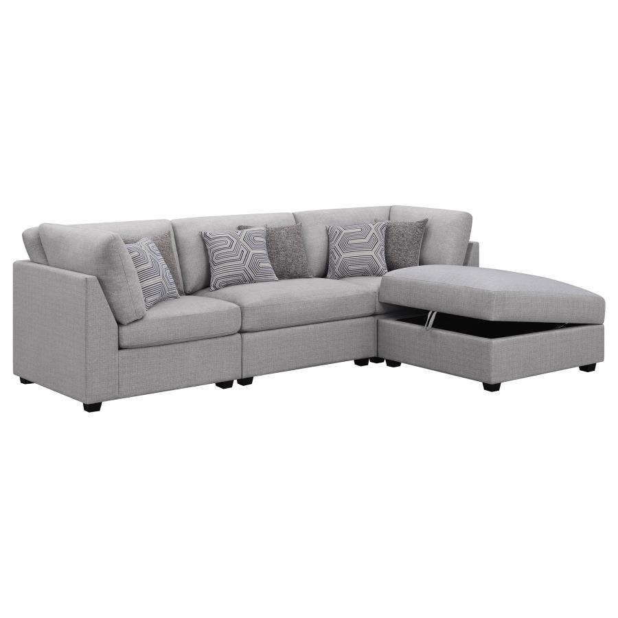 Cambria 4-piece Upholstered Modular Sectional Sofa Grey view 3