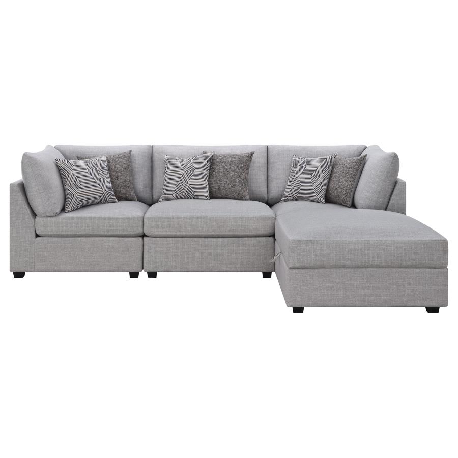 Cambria 4-piece Upholstered Modular Sectional Sofa Grey view 4