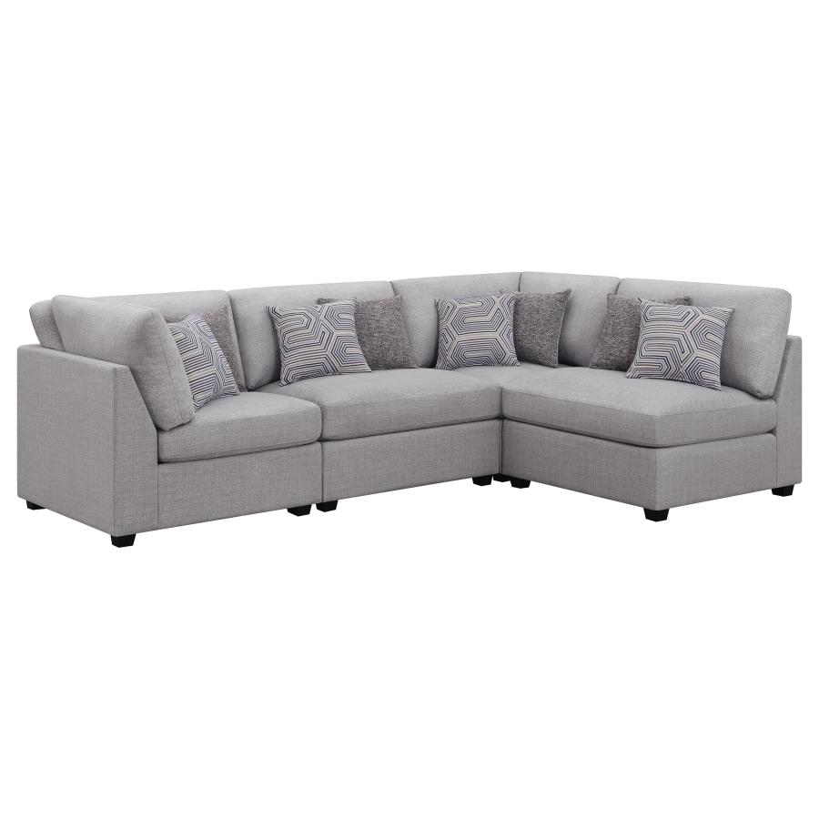 Cambria 4-piece Upholstered Modular Sectional Sofa Grey view 2