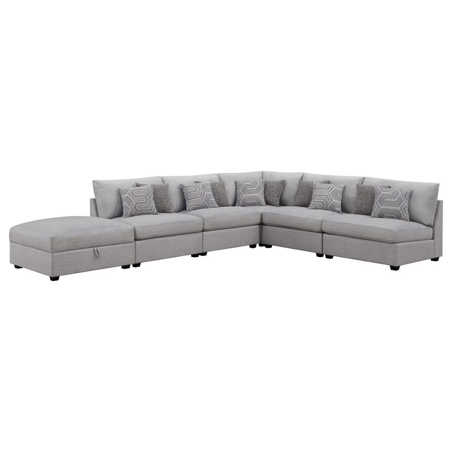 Cambria 6-piece Upholstered Modular Sectional Sofa Grey view 2