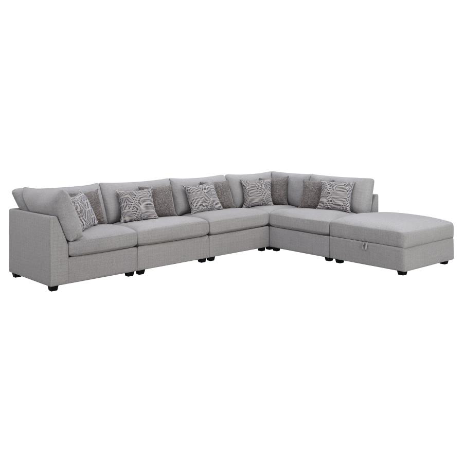 Cambria 6-piece Upholstered Modular Sectional Sofa Grey view 2