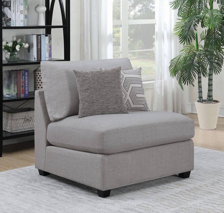 Cambria Upholstered Armless Chair Grey view 2