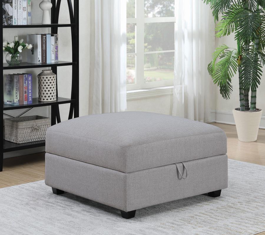 Cambria Square Upholstered Storage Ottoman Grey view 2