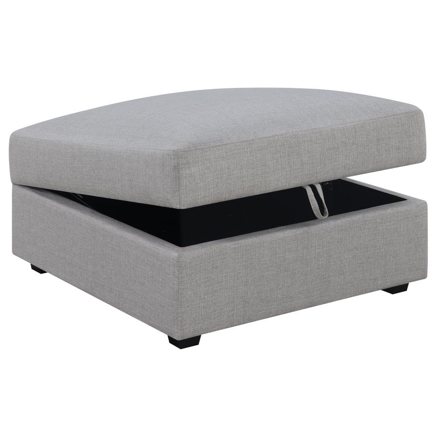 Cambria Square Upholstered Storage Ottoman Grey view 3