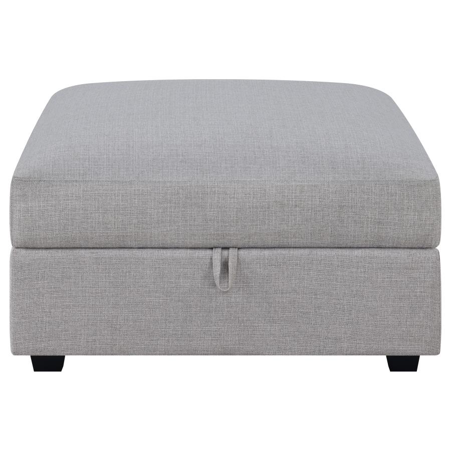 Cambria Square Upholstered Storage Ottoman Grey view 4