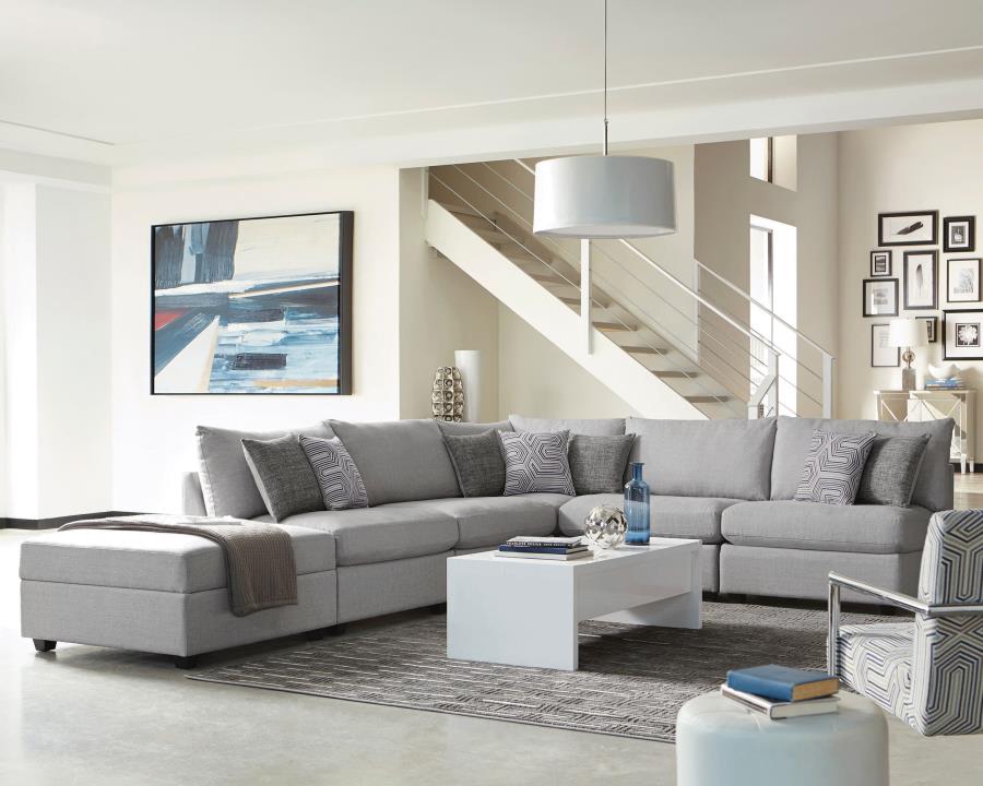 Cambria Square Upholstered Storage Ottoman Grey view 7