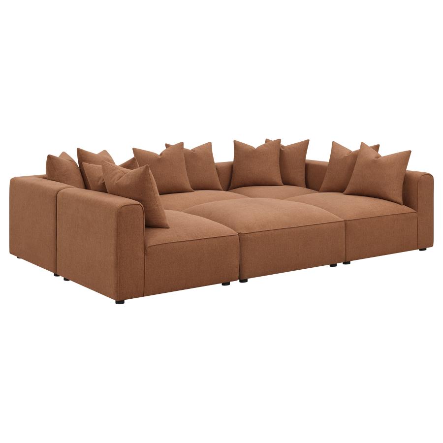 Jennifer 6-piece Upholstered Modular Sectional Terracotta view 7