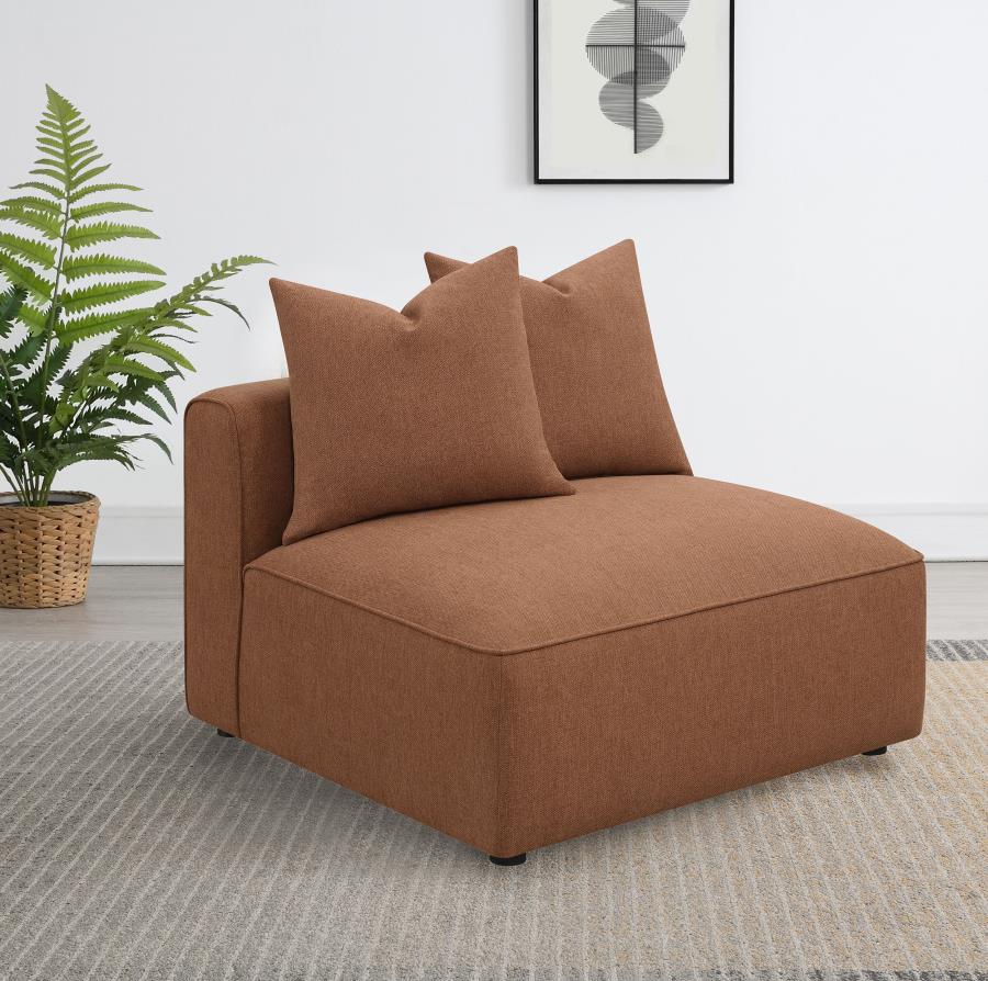 Jennifer Upholstered Armless Chair Terracotta view 2